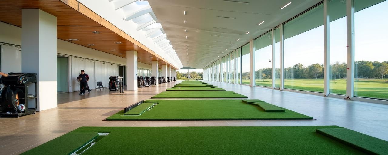 Moderne Driving Range mit überdachten Abschlägen