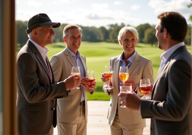 Mitglieder beim gemeinsamen Drink im Clubhaus