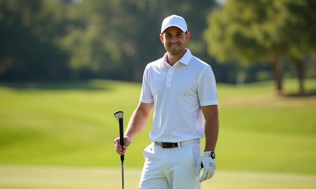 Professioneller Golfer auf dem Fairway unter Beachtung der Etikette